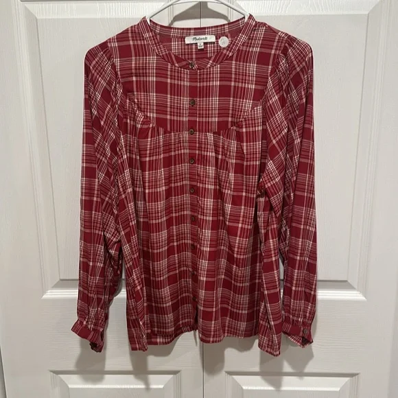 Madewell Balloon-Sleeve Peasant Top in Plaid - Picture 4 of 4